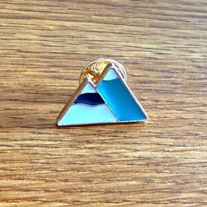 Women’s Jewelry Gold and White Mountain Peak Enamel Pin with Dark, & Light Blue